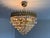 Vintage Brass & Original Emerald Green Crystal Crown Cascade Chandelier – 5 Light For Sale - Image 17 of 17
