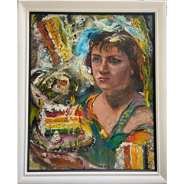 Wood "Let Them Eat Cake", Original Oil Paintings, by Van Ness For Sale - Image 7 of 11