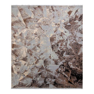 Rug & Kilim’s Modern Rug in Blue and Beige-Brown Abstract Pattern For Sale