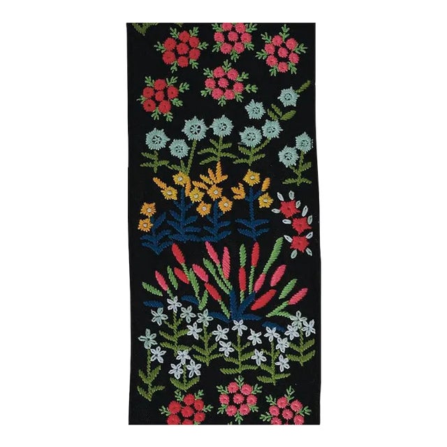 Schumacher Lula Embroidered Tape in Black For Sale