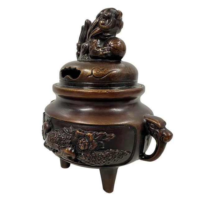Chinese 20th Century Vintage Chinese Bronze Incense Burner For Sale - Image 3 of 10