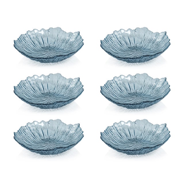 Axel Icy Sapphire Freeform Glass Serving Bowls, Set of 6 For Sale In Los Angeles - Image 6 of 6