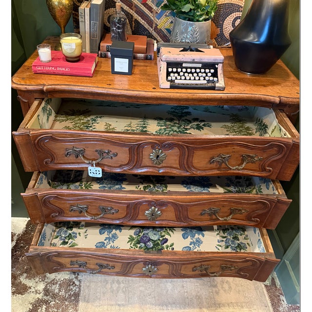 French Provincial Antique French Provincial Walnut 3-Drawer Dresser With Lined Drawers For Sale - Image 3 of 3