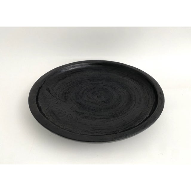 Late 20th Century Ebonized Wood Artisan Crafted Platter For Sale - Image 5 of 8