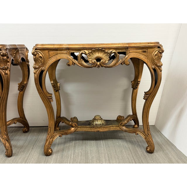Antique Rococo Revival Giltwood Side Tables, Pair For Sale - Image 12 of 12