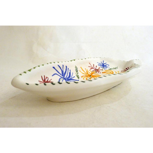 Mid-Century Modern Leaf-Shaped Trinket Dish in Matte Vallauris Earthenware by G. Verboom, 1950s For Sale - Image 6 of 11