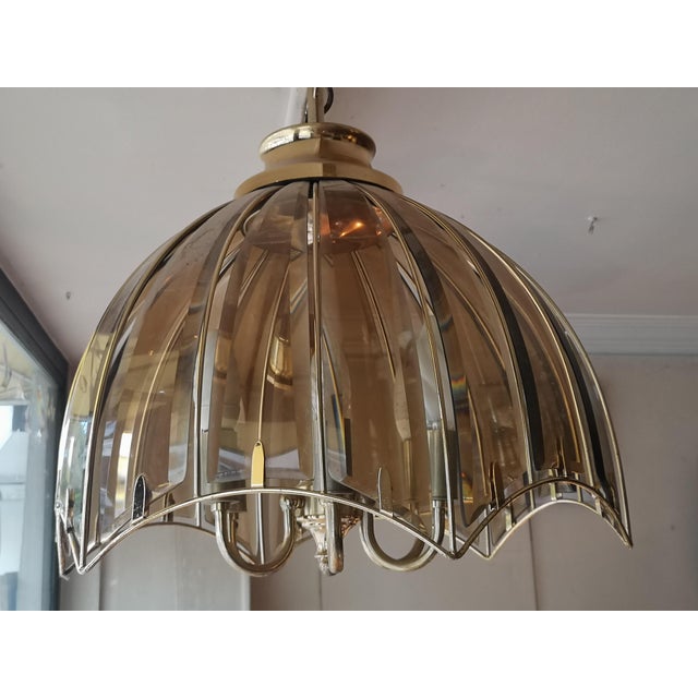 Smoked Amber Beveled Glass Umbrella Shape Light Fixture For Sale - Image 17 of 17