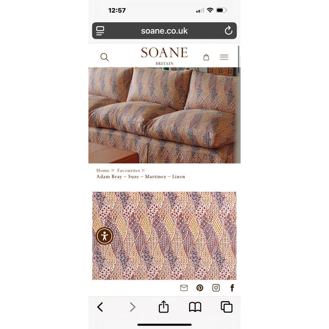 Soane Britain Adam Bray – Suze – Martinez – Linen Fabric 5 6/8 Yards For Sale - Image 4 of 9