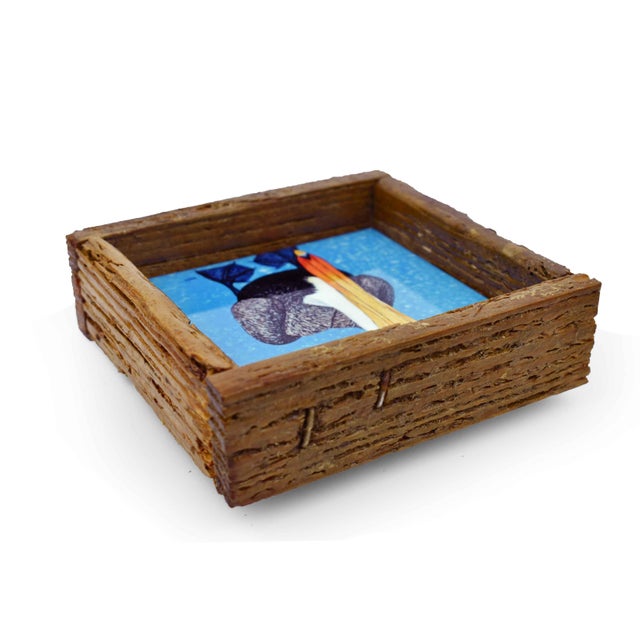 Hand Painted Tropical Rustic Coastal Southernmost Point Tile With Handmade Lobster Trap Wood Frame Wall Decor - Set of 4 For Sale - Image 12 of 16