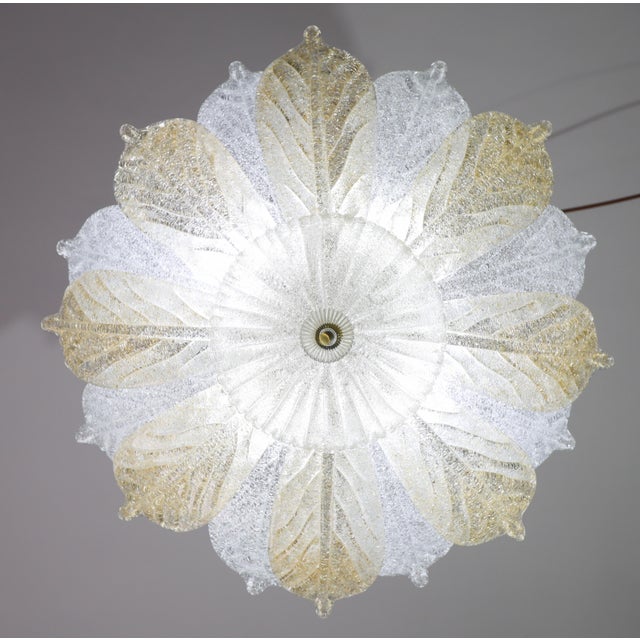 Glass Vintage Italian Murano Glass Amber and Trasparent Ceiling Light - Set of 2 For Sale - Image 7 of 14
