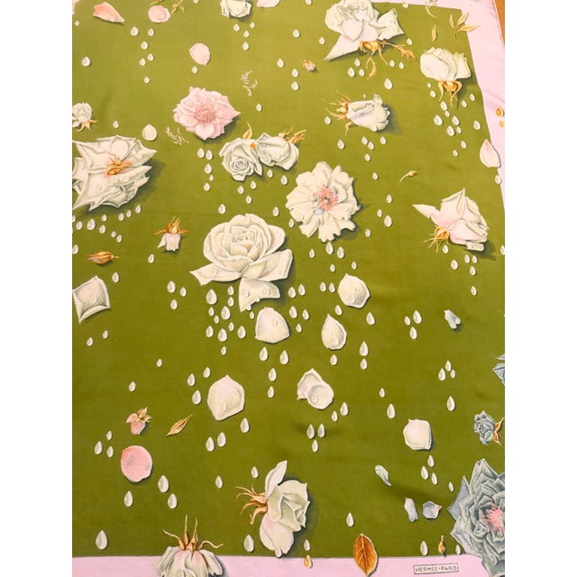 Contemporary HERMÈS la ROSÉE Silk Scarf designed by Anne Gavarni 1960 For Sale - Image 3 of 13