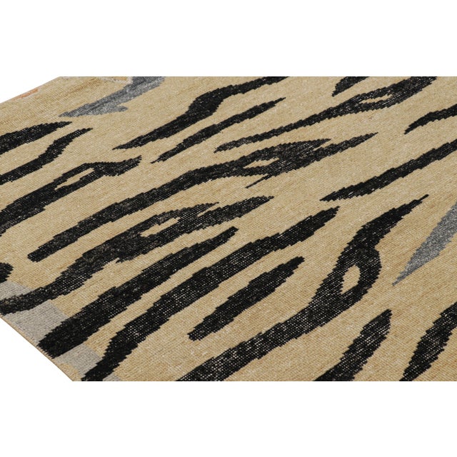 Rug & Kilim’s Distressed Tiger Skin Rug in Gold, Black and Gray Tones For Sale In New York - Image 6 of 8