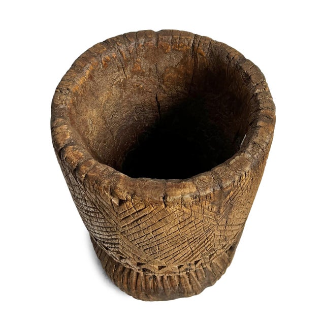 Wooden Vintage Old India Pestle Pot For Sale - Image 4 of 5