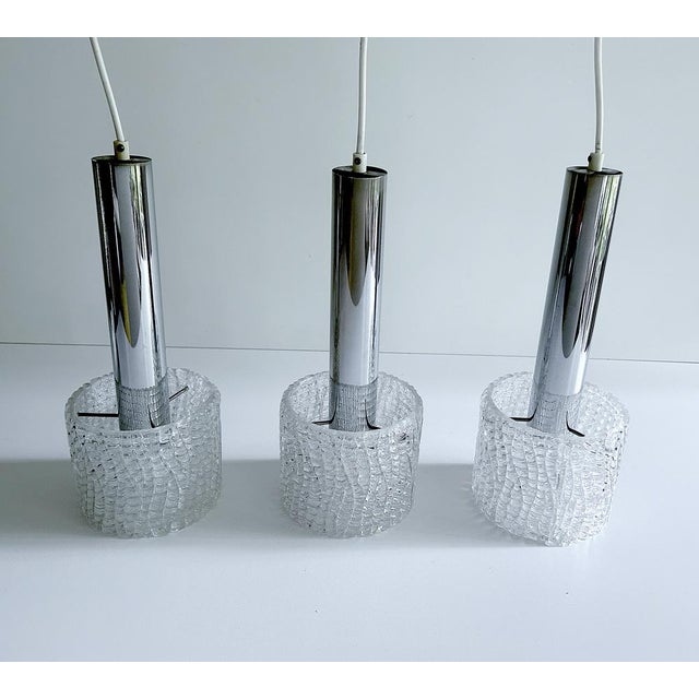 Vintage Glass Pendant Lights from Kalmar, 1970s, Set of 3 For Sale - Image 12 of 15