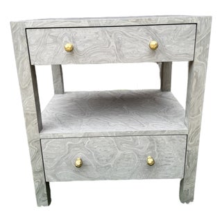 MadeGoods Lindsey Nightstand in Gray Burl Wood For Sale