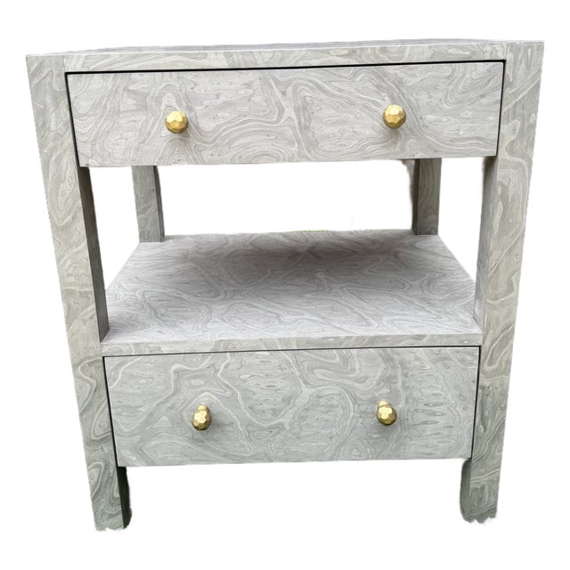 MadeGoods Lindsey Nightstand in Gray Burl Wood For Sale