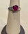 Metal 3.5 Carat Cushion Treated Ruby 14 Karat White Gold Ring For Sale - Image 7 of 18