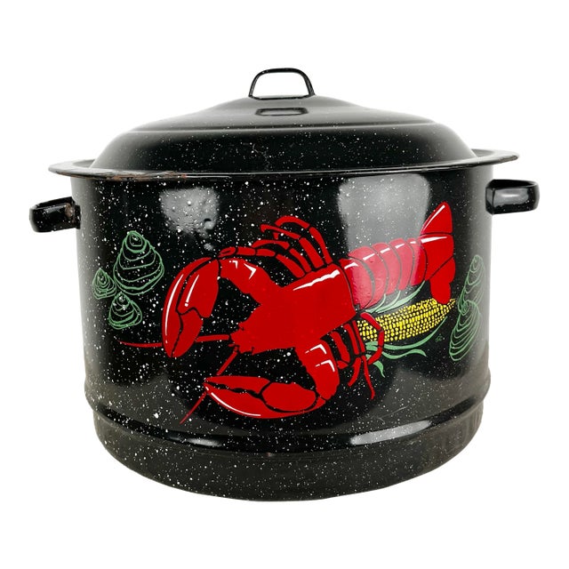 Vintage Enamel Lobster Pot For Sale