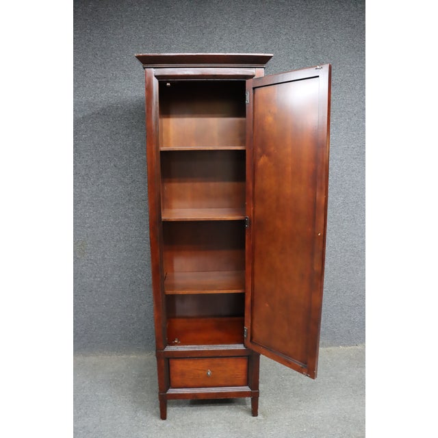 American Signature Cherry Linen Press Cabinet With Drawer For Sale - Image 9 of 14