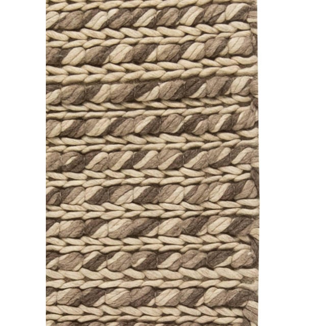Modern Striped Beige Sylvan Handmade Wool Rug by Doris Leslie Blau For Sale In New York - Image 6 of 6