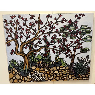 "Japanese Maple" Contemporary Original Kaleidoscopic Perspective Series Landscape Acrylic Painting by Ron Curlee For Sale