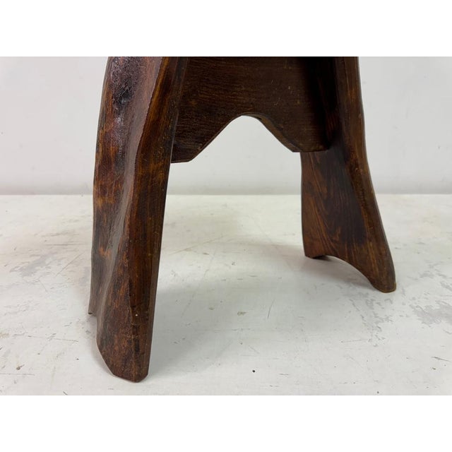 Mid-Century Rustic Wooden Slab Stool, 1960s For Sale - Image 4 of 14