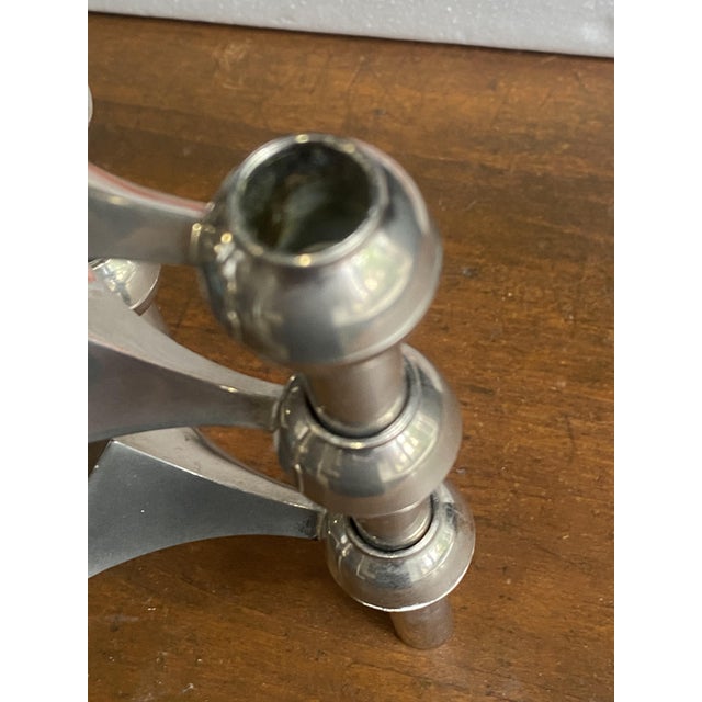 Metal Vintage S22 Candlesticks and Adjustable Candles by Nagel, 1970s, Set of 3 For Sale - Image 7 of 18