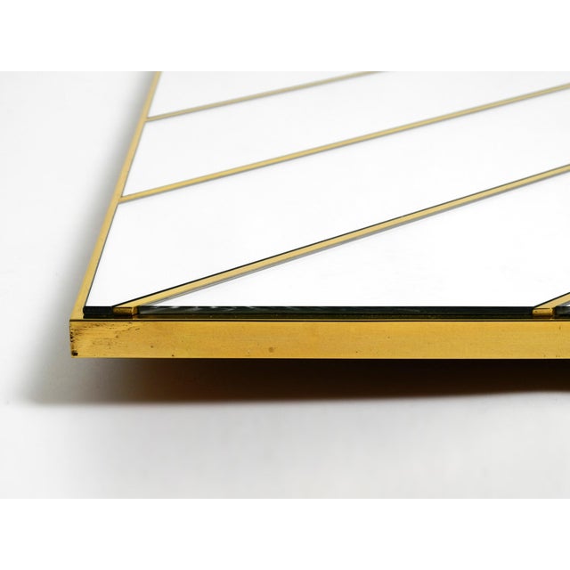 Gold Large Brass Wall Mirror with Diagonal Mirror Strips, 1970s For Sale - Image 8 of 18