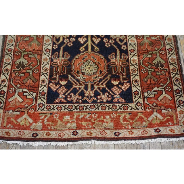 1880s Blue Navy Geometric Antique Nw Persian Rug 3'6"x 15'0" Knotted Wool Carpet For Sale - Image 13 of 13