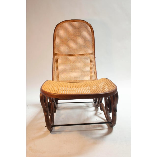 Art Nouveau Bentwood Chaise Lounge with perfect caning.. Brass plaque indicating Gruau Barcelona an old Hotel. A perfect...