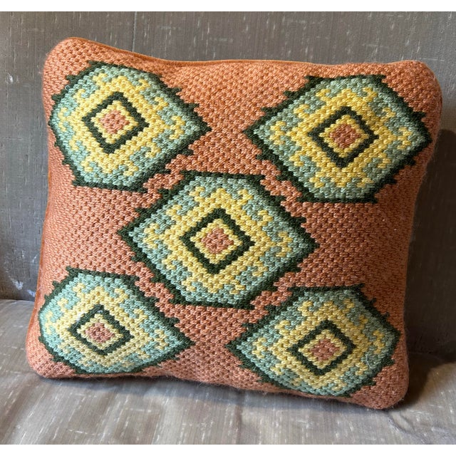 Orange Bargello Needlepoint Pillows For Sale - Image 8 of 9