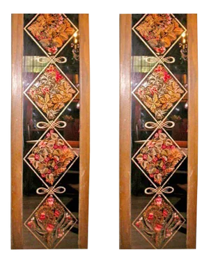 Signed and Dated Eglomise Panels - a Pair