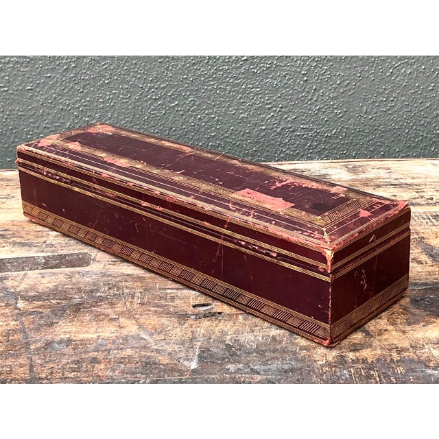 Vintage Italian Leather Embossed “Bertha” Box For Sale - Image 4 of 12