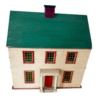 Early 20th Century American Center Hall Colonial Painted Dollhouse For Sale