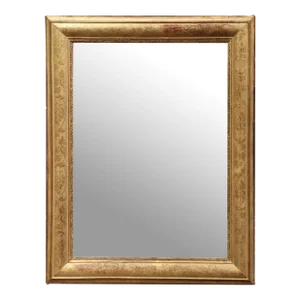 19th Century French Louis Philippe Giltwood Wall Mirror With Floliage Engravings
