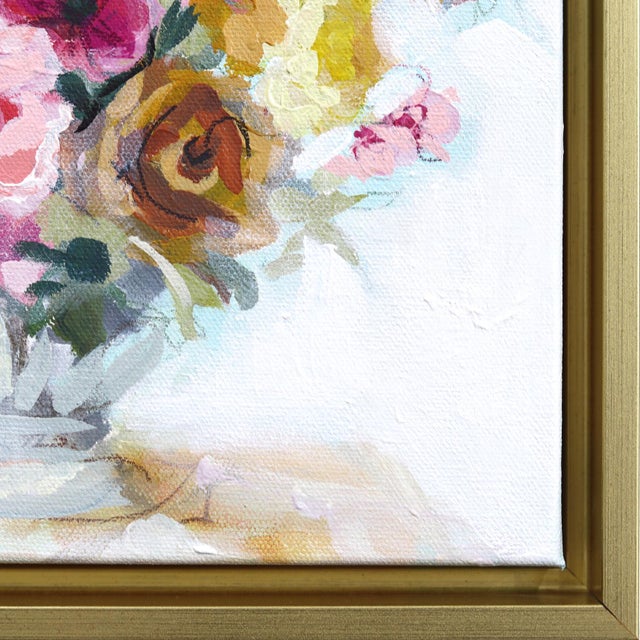 2020s Flowers With Ruffles - Framed Abstract Colorful Still Life Mixed Media Original Artwork by Kellie Newsome For Sale - Image 5 of 9