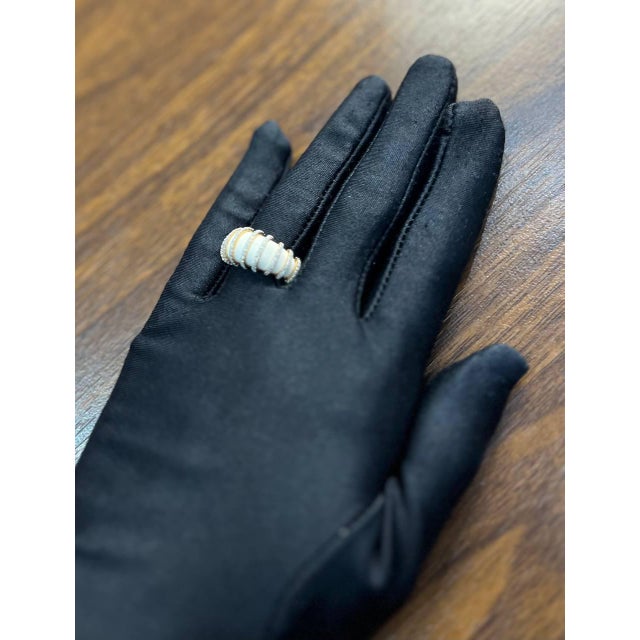 White Agate Cabochon White Diamonds 18 Karat Rose Gold Statement Unique Ring, Size 3 For Sale - Image 9 of 10