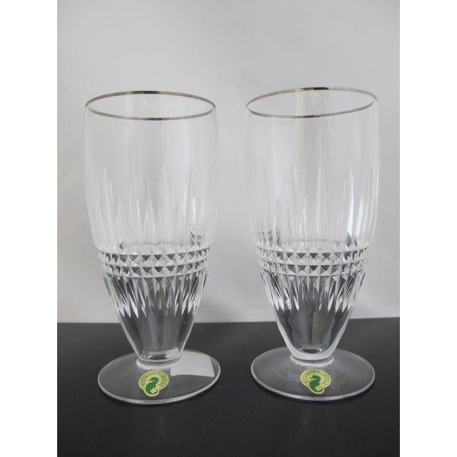 Waterford Crystal Lismore Diamond Platinum ice tea beverage glass pair featuring fine diamond crystal cuts and a luxurious...