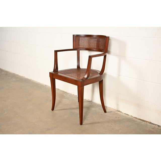 Mid-Century Modern Michael Taylor for Baker Furniture Klismos Cherry Wood and Cane Armchair, Newly Refinished For Sale - Image 3 of 15