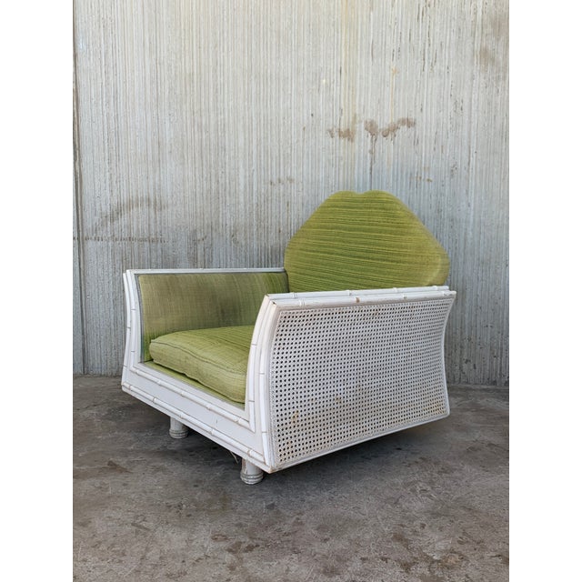 Hollywood Regency Faux Bamboo Lounge Chairs With Cane Back - a Pair For Sale - Image 4 of 12