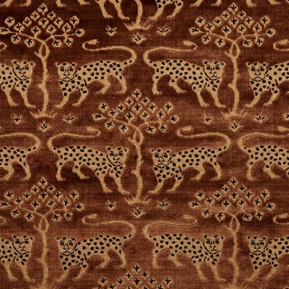 Schumacher Woodland Leopard Velvet Fabric in Sepia For Sale