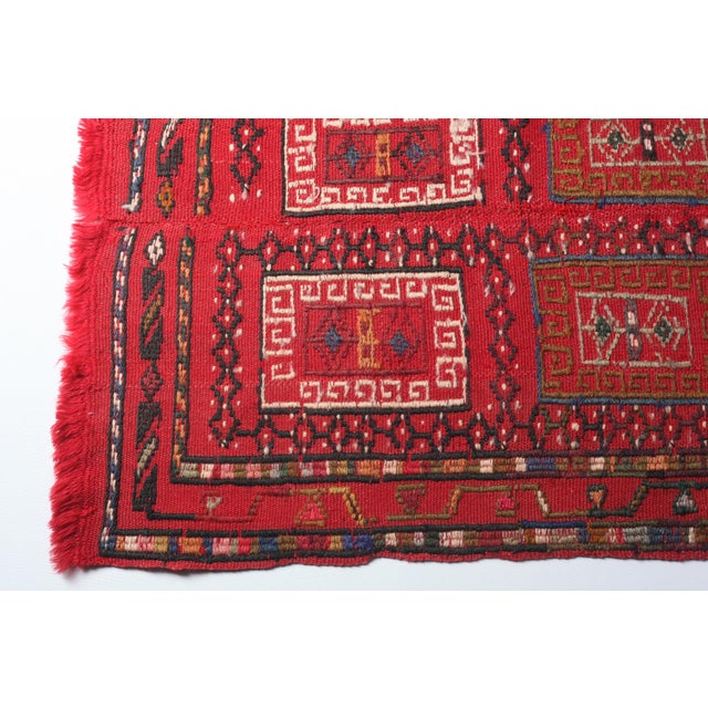 Textile 1940s Handwoven Vintage Caucasian Red Tone Floor Kilim Rug -9' 7'' X 4' 10'' For Sale - Image 7 of 14