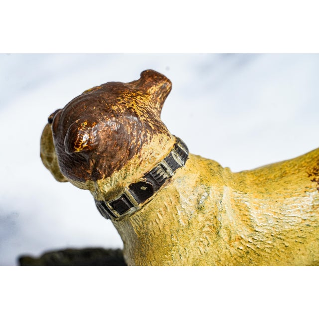 Metal English Bulldog Figurine Antique Cold Painted Metal Dog Rug Statue Sculpture For Sale - Image 7 of 13