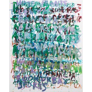 "Water Plants, Lemons, Bananas" Large Colourful Abstract Acrylic Painting by Simon Findlay For Sale