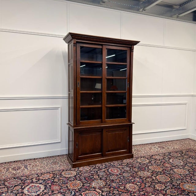 Classic English Bookcase with Glass Sliding Doors For Sale - Image 14 of 14