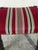 Wood Dark Oak Ottoman Footstool With Red Striped Fabric Upholstery and Nailhead Trim Vintage For Sale - Image 7 of 10
