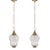 1950s French Rococo Brass Chain Pendant Lights, Acid-Etched Pressed Crystal Shades - A Pair For Sale
