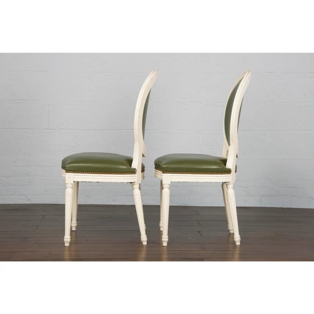 Early 20th Century Set of 4 Louis XVI Dining Chairs With Holly Hunt Leather For Sale In New York - Image 6 of 7