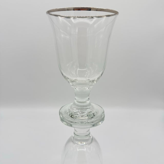 Vintage Silver-Rimmed Clear Glass Wine Goblets - Set of 4 For Sale In Richmond - Image 6 of 7