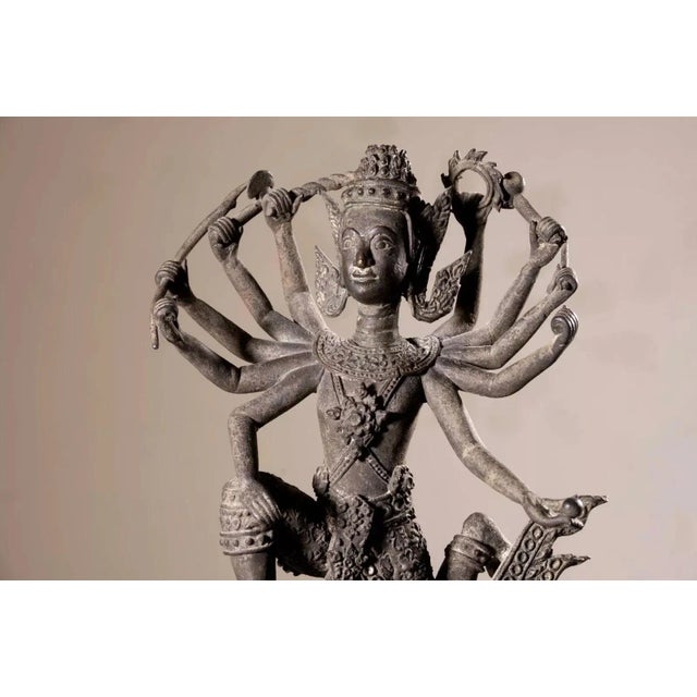Late 20th Century Antique Thai Tibet Gilt Bronze Statue Hindu God Lord Shiva on Nandi Bull Sculptu For Sale - Image 5 of 8